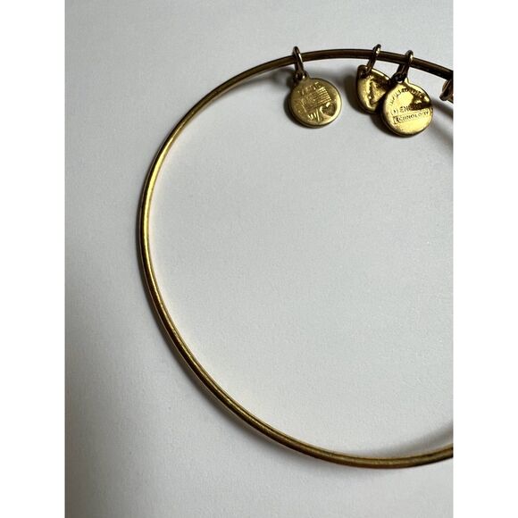 Gold Alex and Ani Bracelet with Red Gemstone Charm - Picture 2 of 4